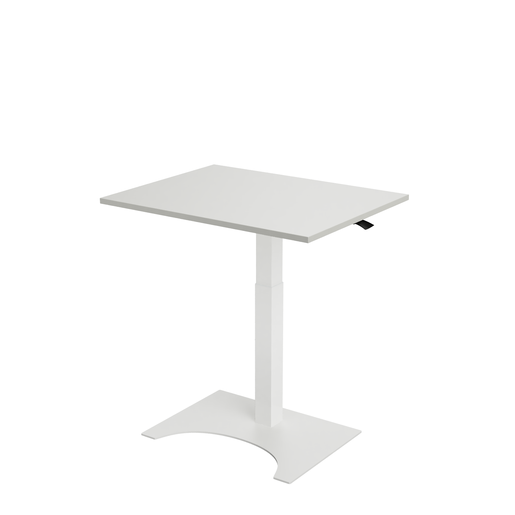 Small height adjustable table for offices and home offices, color white.