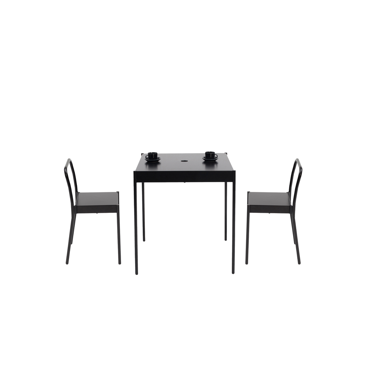 Black La Table-T table with two chairs