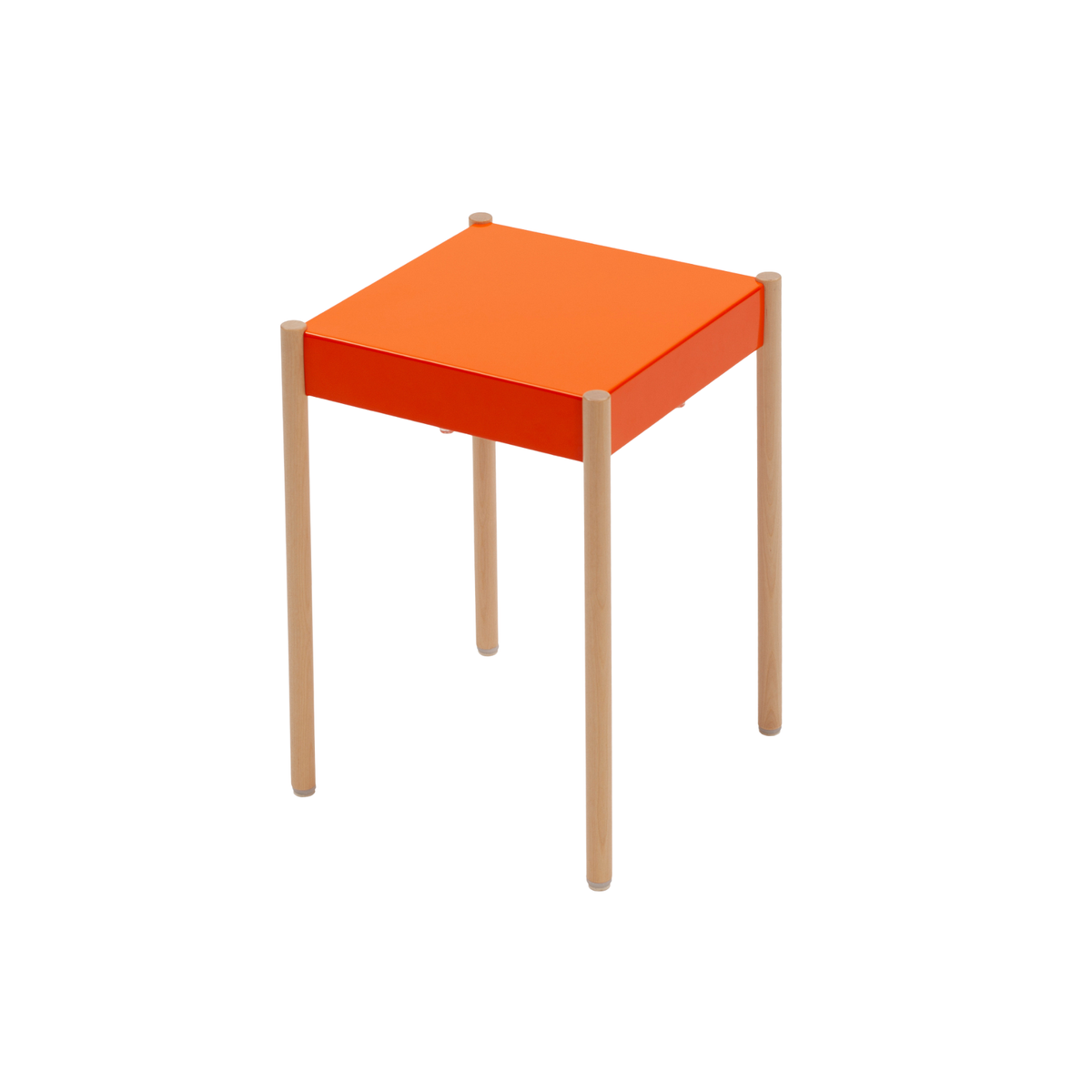 La Table-B1W stool with wooden legs, orange seat