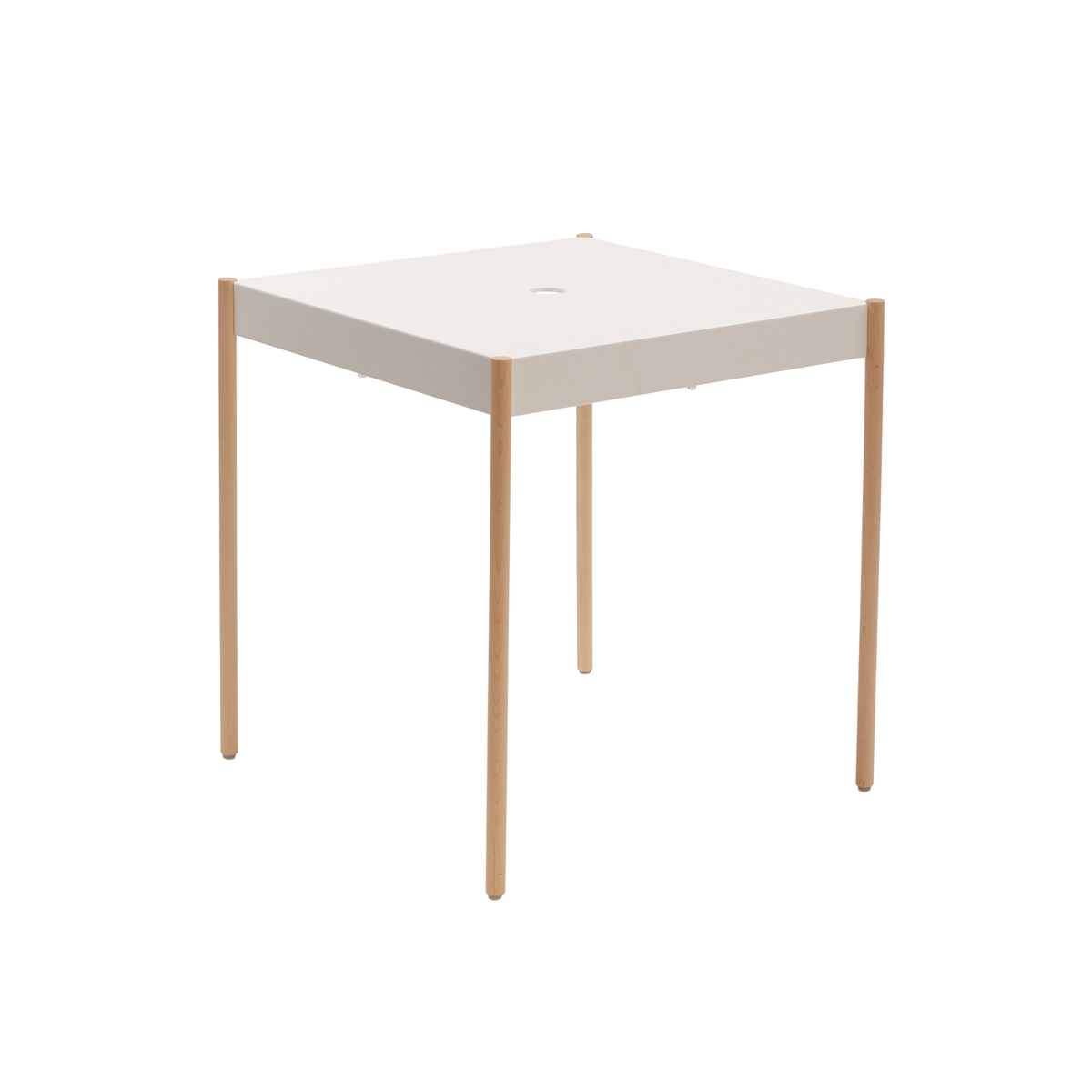 La Table-TW 670x670 table with wooden legs, white top